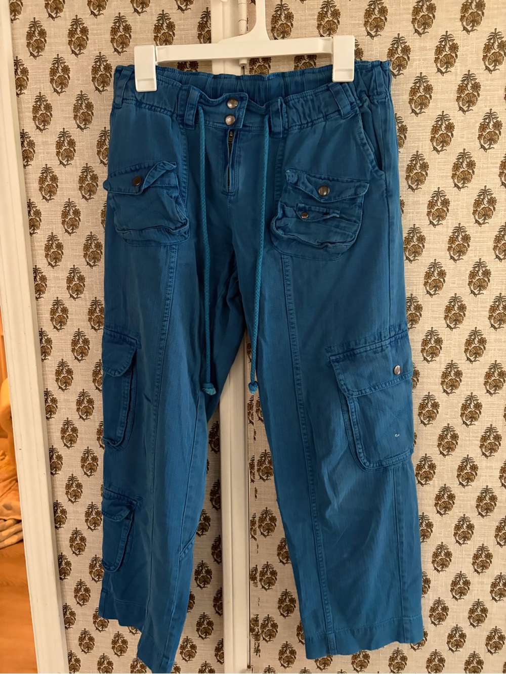 Free People Blue Cropped Cargo Pants